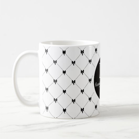 Mug Monogramme Arc Script Blanc & Noir (Gauche)
