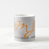 Mug Monogramme argenté gris orange tendance (Centre)