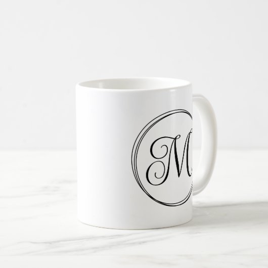 Mug Monogramme arrondi du script de courbe (Devant droit)