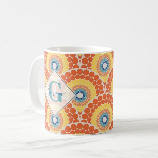 Mug Monogramme Art Déco Egée Été Radiant Mandala (Devant gauche)