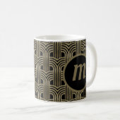 Mug Monogramme Art Déco Noir (Devant droit)