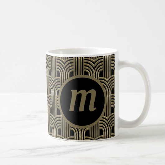 Mug Monogramme Art Déco Or Noir (Droite)
