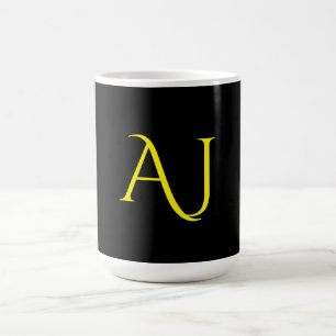 Mug Monogramme Attrayant Jaune Noir Minimaliste Modern