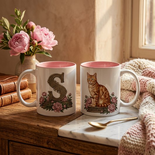 Mug Monogrammé au Chat Tigré Orange
