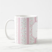 Mug Monogramme au nœud coquette floral rose vintage (Gauche)