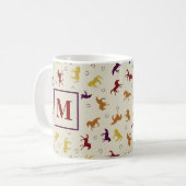 Mug Monogramme Automne Feuilles de Cheval Motif (Devant gauche)