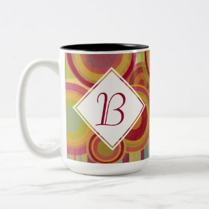 Mug monogramme avec anneaux et cercles brillants e