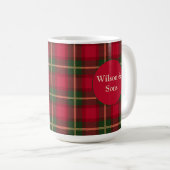 Mug monogramme avec design en carton rouge et noir (Devant droit)