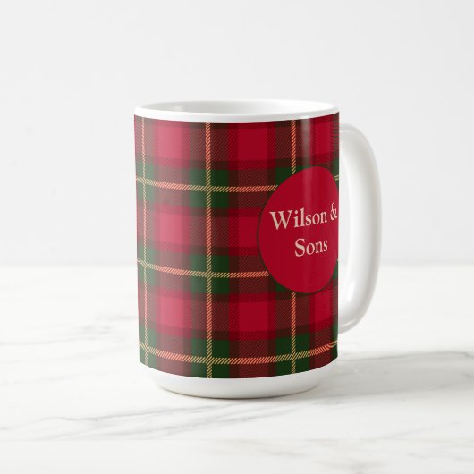 Mug monogramme avec design en carton rouge et noir (Devant droit)