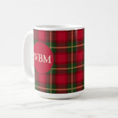 Mug monogramme avec design en carton rouge et noir (Devant gauche)