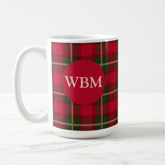 Mug monogramme avec design en carton rouge et noir (Gauche)
