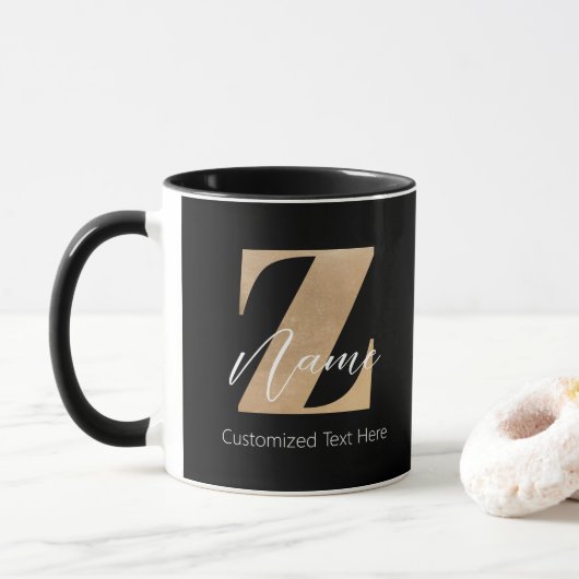 Mug Monogramme avec initiale Z et nom personnalisé (Avec donut)