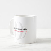 Mug monogramme avec nom et message en blanc (Devant gauche)
