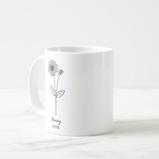 Mug Monogramme avril Fleur du mois de naissance (Devant gauche)