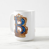 Mug Monogramme B en lettre royale bleue (Devant gauche)