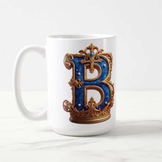 Mug Monogramme B en lettre royale bleue (Gauche)