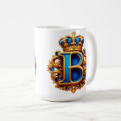 Mug Monogramme B en lettre royale bleue (Devant droit)