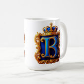 Mug Monogramme B en lettre royale bleue (Devant droit)