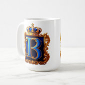 Mug Monogramme B en lettre royale bleue (Devant gauche)