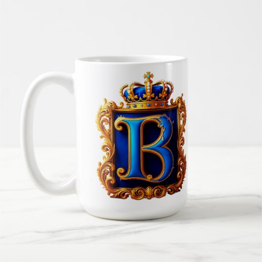 Mug Monogramme B en lettre royale bleue (Gauche)