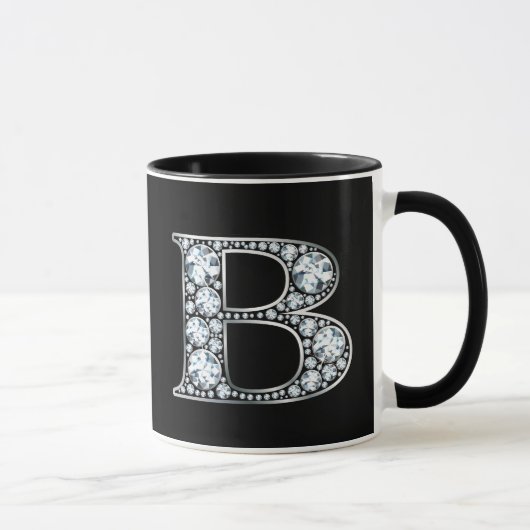 Mug Monogramme B Faux Diamond (Droite)