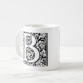 Mug Monogramme B initial. Nom customisé Modèle floral (Devant gauche)