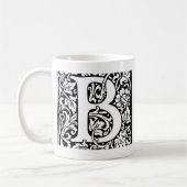 Mug Monogramme B initial. Nom customisé Modèle floral (Gauche)