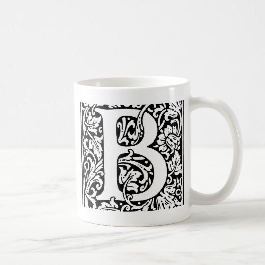 Mug Monogramme B initial. Nom customisé Modèle floral (Droite)