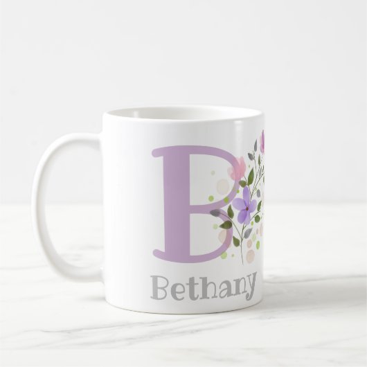 Mug Monogramme B & prénom Bethany (Gauche)