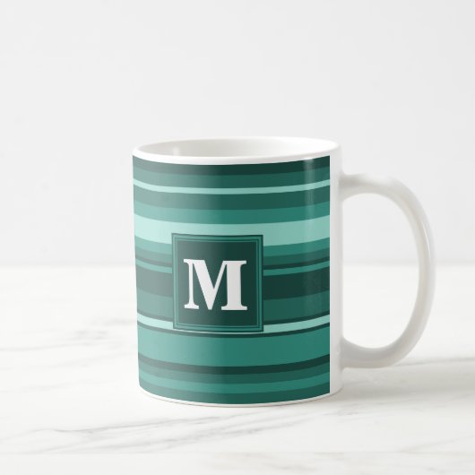 Mug Monogramme bandes turquoises (Droite)