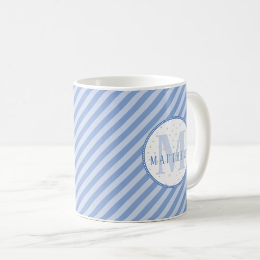 Mug Monogramme Bébé Bleu (Devant droit)