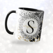 Mug Monogramme Black Gold Roses Diamants Luxe Design
