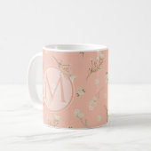 Mug Monogramme blanc Fleur marguerite motif floral (Devant gauche)
