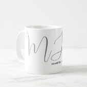 Mug Monogramme blanc gris personnel personnalisé moder (Devant gauche)