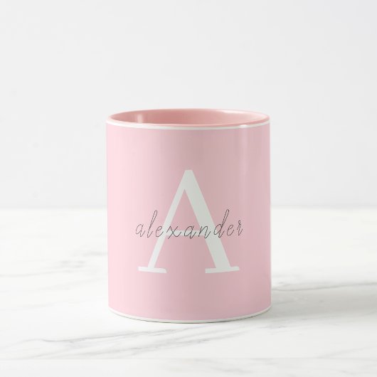 Mug monogramme blanc rose personnalisé avec votre nom