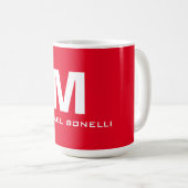 Mug Monogramme blanc rouge tendance ton nom (Devant droit)