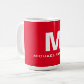 Mug Monogramme blanc rouge tendance ton nom (Devant gauche)
