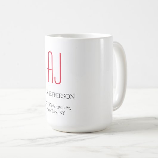 Mug Monogramme blanc simple (Devant droit)
