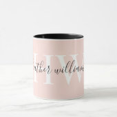 Mug Monogramme blanc uni rose pâle clair personnalisé (Centre)