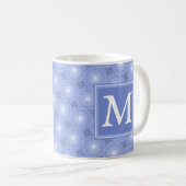 Mug Monogramme bleu cercles motif (Devant droit)