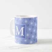Mug Monogramme bleu cercles motif (Devant gauche)
