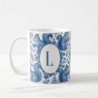 Mug Monogramme bleu chinoiserie toile de Jouy forestiè