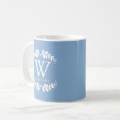 Mug Monogramme Bleu de la boucle fine (Devant gauche)
