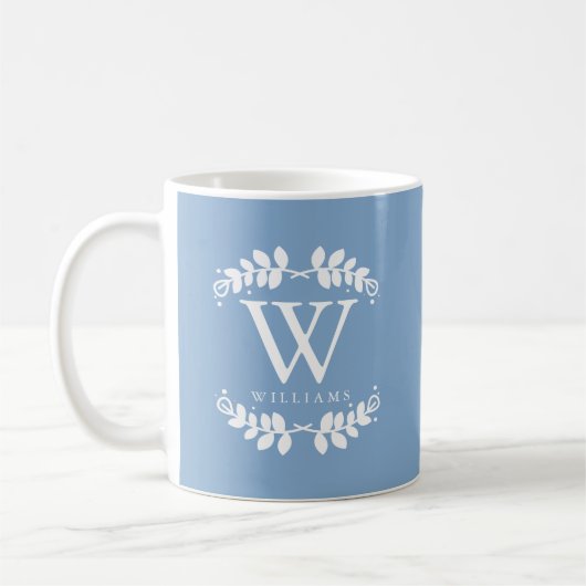 Mug Monogramme Bleu de la boucle fine (Gauche)