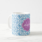 Mug Monogramme bleu éblouissant (Devant gauche)