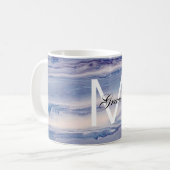 Mug Monogramme Bleu Et Blanc (Devant gauche)