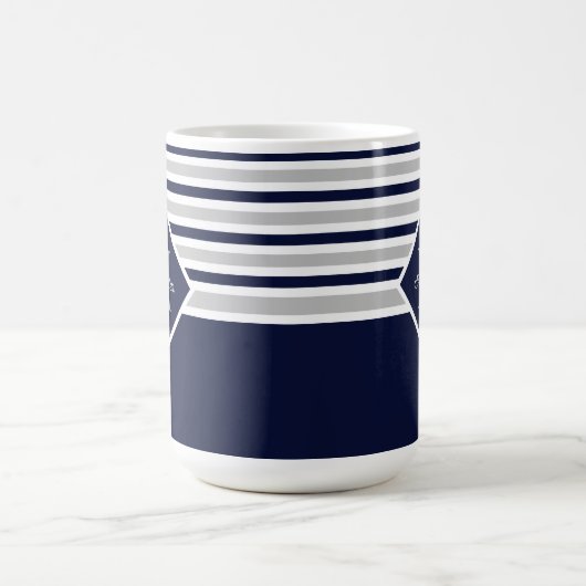 Mug Monogramme bleu gris marine moderne (Centre)