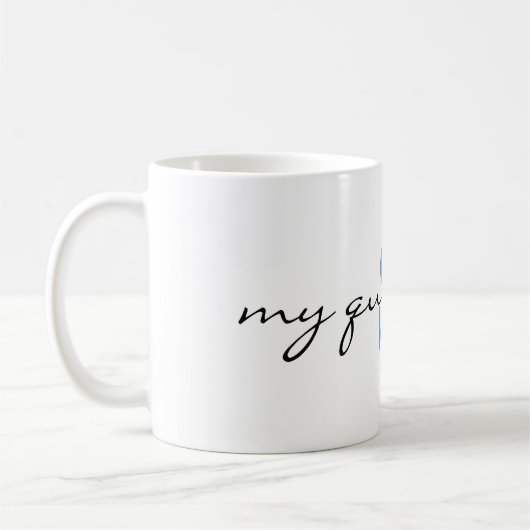 Mug Monogramme bleu initial, mon espace tranquille, él (Gauche)