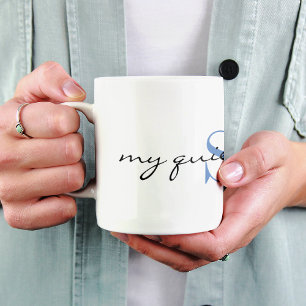 Mug Monogramme bleu initial, mon espace tranquille, él