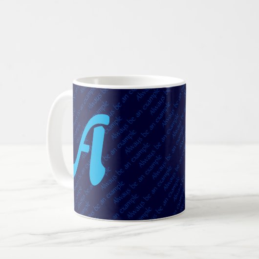 Mug Monogramme bleu MEILLEUR MODÈLE DE RÔLE Écriture p (Devant gauche)